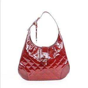 Burberry red patent hobo